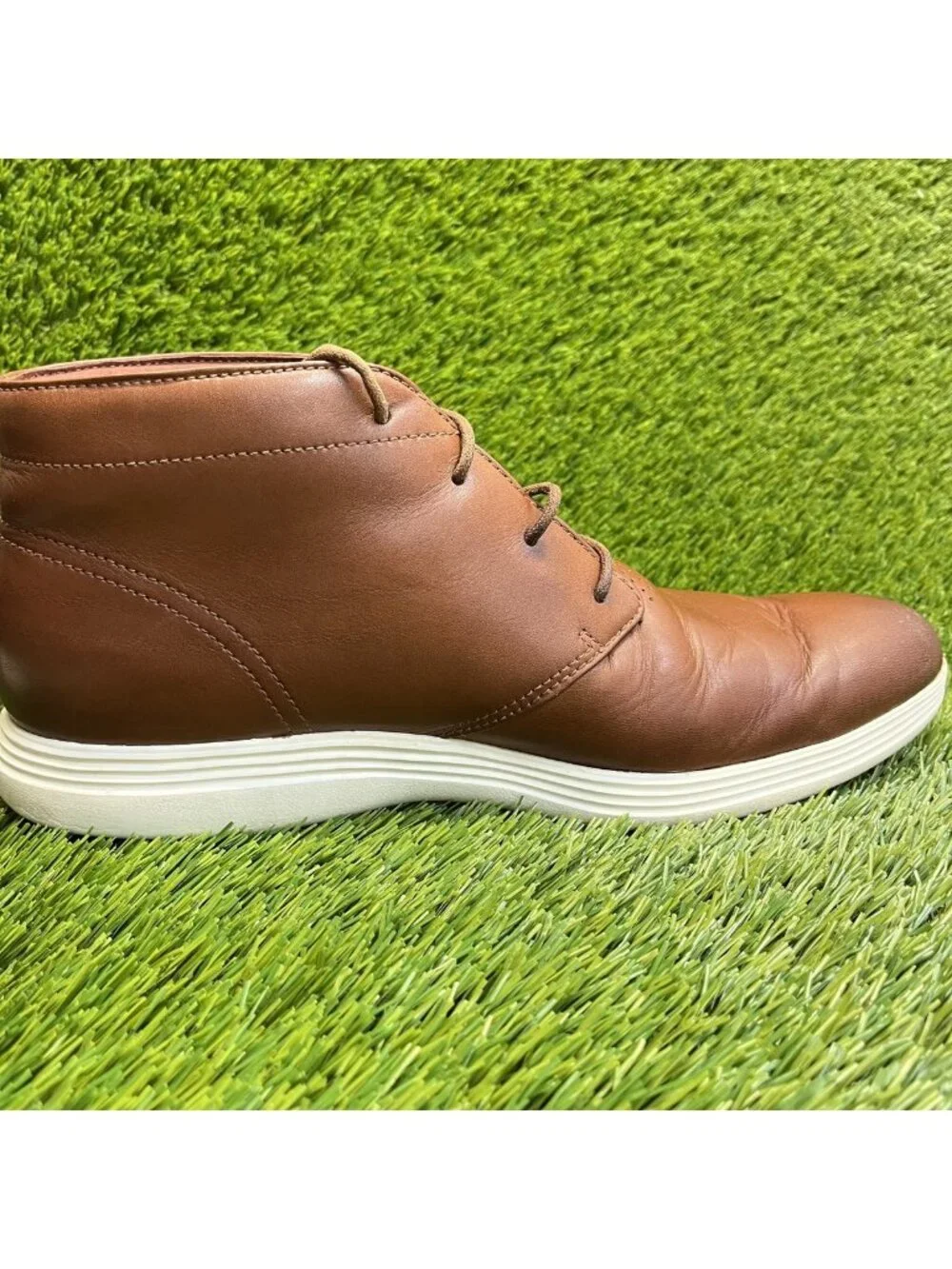 Cole Haan Grand.OS Mens Size 11 Brown White Classic Outdoor Lace Up Chukka Boots